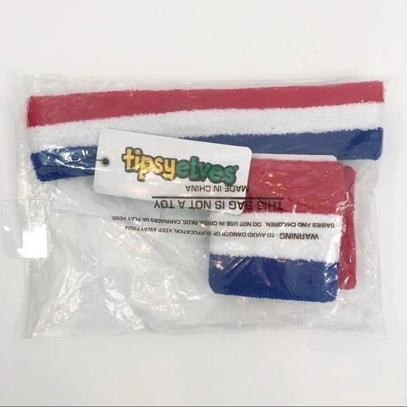 ⭐5 for $25 Tipsy Elves Patriotic Sweatband Set, Zippered - Picture 1 of 3